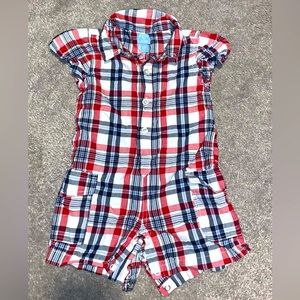 The Children’s Place size 9-12 months short sleeve short summer plaid romper